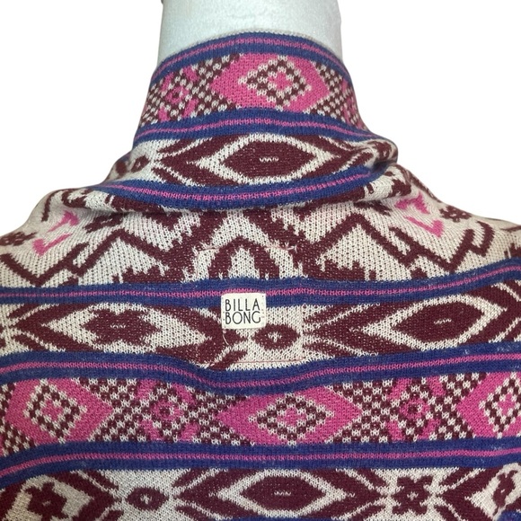 Billabong Southwestern Tribal Open Front Waterfall Cardigan Purple Pink Aztec M - Picture 5 of 10